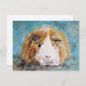 デイジーモルモット油絵 ポストカード (正面/裏面)