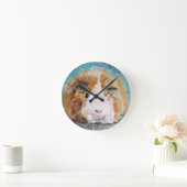 デイジーモルモット油絵 ラウンド壁時計 (ホーム)