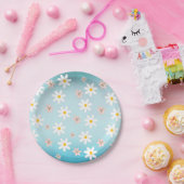 デイジーユリ花のパターン海トルク背景 ペーパープレート (パーティー)