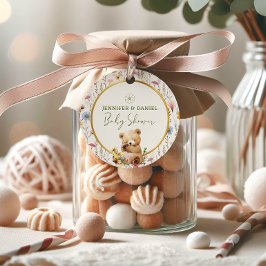 デイジーライトベージュテディ魅力的ベアベビーシャワー フェイバータグ