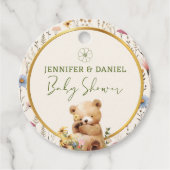 デイジーライトベージュテディ魅力的ベアベビーシャワー フェイバータグ (正面)