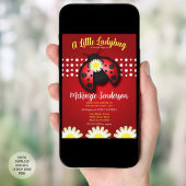 デイジーラディバグベイビーシャワー – 赤と黒のテーマ 招待状