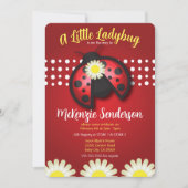 デイジーラディバグベイビーシャワー – 赤と黒のテーマ 招待状 (正面)