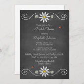 デイジーラディバグ素朴シャルボードブライダルシャワー 招待状 (正面/裏面)