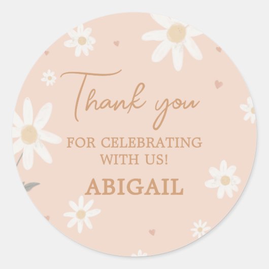 デイジーリトル恋しく思オネダーフル写真誕生日ラウンド ラウンドシール (正面)