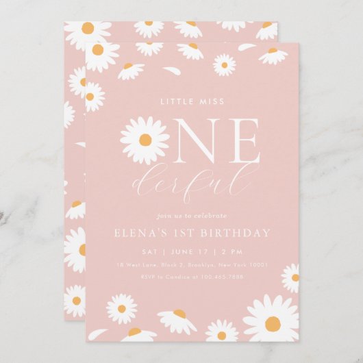 デイジーリトル恋しく思オネダーフル誕生日招待状 招待状 (正面/裏面)