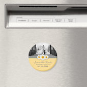 デイジーリボン – 黄色いグレーと白の日付を保存 マグネット (インサイチュ (食洗機))