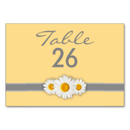 デイジーリボン – 黄色のグレーと白のテーブル番号 テーブルナンバー