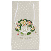 デイジーリースとモノグラム&パーソナライズする名前 スモールペーパーバッグ (正面)