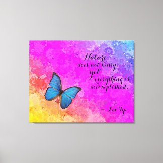 デイジーレインボーカラーズブルーバタフライラオツ引用文 キャンバスプリント