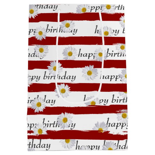デイジーレッドストライプ誕生日中抱き枕 ミディアムペーパーバッグ (裏面)