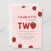 デイジーレッドストロベリーセカンドサマー誕生日 招待状 (正面)