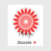 デイジーレッドフラワーフローラ名前をカスタムするカスタム シール (シート)