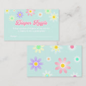 デイジーレトロベビーシャワーおむつラッフルチケット エンクロージャーカード (正面/裏面)