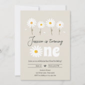 デイジーレトロボホパーティークレムサンドファースト誕生日 招待状 (正面)