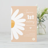 デイジーレトロボホパーティーサンドガールファースト誕生日 招待状 (スタンド正面)