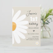 デイジーレトロボホパーティーサンドガールファースト誕生日 招待状 (スタンド正面)