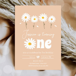 デイジーレトロボホパーティーサンドガールファースト誕生日 招待状