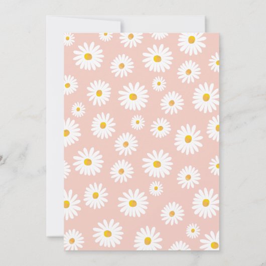 デイジーレトロボホパーティーピンクガールファースト誕生日 招待状 (裏面)