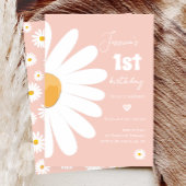 デイジーレトロボホパーティーピンクガールファースト誕生日 招待状