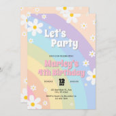 デイジーレトロ誕生日招待状 招待状 (正面/裏面)