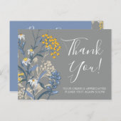 デイジーローワンネイビー&イエローボタニカルサンキュー ポストカード (正面/裏面)