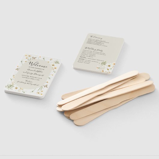 デイジーワイルドフラワーウェディングプログラムファン ハンドファン (組立なし)