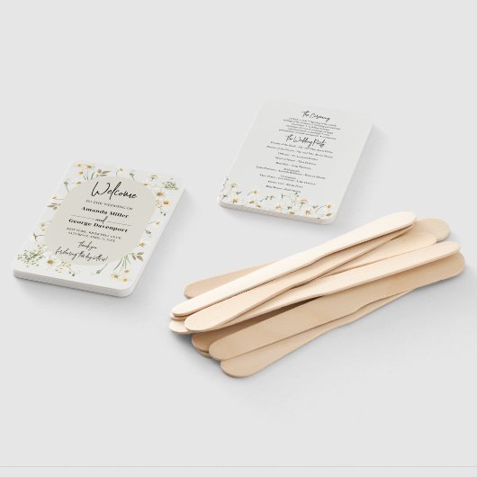 デイジーワイルドフラワーウェディングプログラムファン ハンドファン (組立なし)