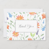 デイジーワイルドフラワーウォーターカラーモチーフ サンキューカード (正面)