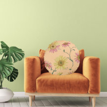 デイジーワイルドフラワーピンク&イエローパターンオン