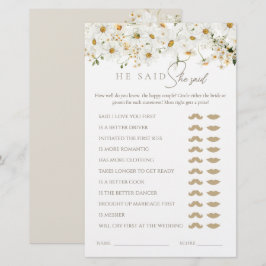 デイジーワイルドフラワーブライダルシャワー彼または彼女のゲーム