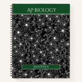 デイジーワイルドフラワーブラックグリーンネームスクールサブジェクト ノートブック (正面)