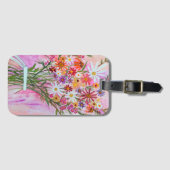 デイジーワイルドフラワーブーケ水彩ピンク ラゲッジタグ (正面横)