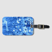 デイジーワイルドフラワーブーケ水彩ブルー ラゲッジタグ (正面横)