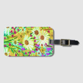 デイジーワイルドフラワーブーケ水彩模様 ラゲッジタグ (正面横)