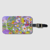 デイジーワイルドフラワーブーケ水彩紫 ラゲッジタグ (正面横)