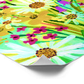 デイジーワイルドフラワーブーケ絵画のイエローアート ポスター (角)