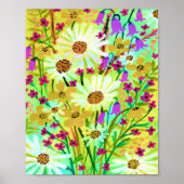 デイジーワイルドフラワーブーケ絵画のイエローアート ポスター (正面)
