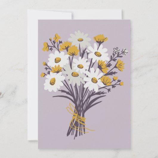 デイジーワイルドフラワーブーケ赤ちゃんシャワーカスタム 招待状 (裏面)