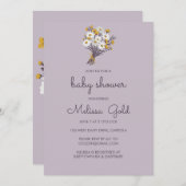 デイジーワイルドフラワーブーケ赤ちゃんシャワーカスタム 招待状 (正面/裏面)