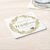 デイジーワイルドフラワーベビーイン開花ベビーシャワー スクエアペーパーコースター (アングル)