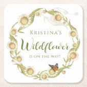 デイジーワイルドフラワーベビーイン開花ベビーシャワー スクエアペーパーコースター (正面)