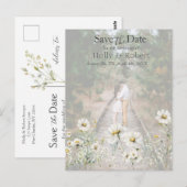 デイジーワイルドフラワー日付の保存フォトQRコード ポストカード (正面/裏面)