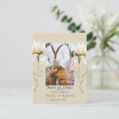 デイジーワイルドフラワー日付の保存フォトQRコード ポストカード (スタンド正面)