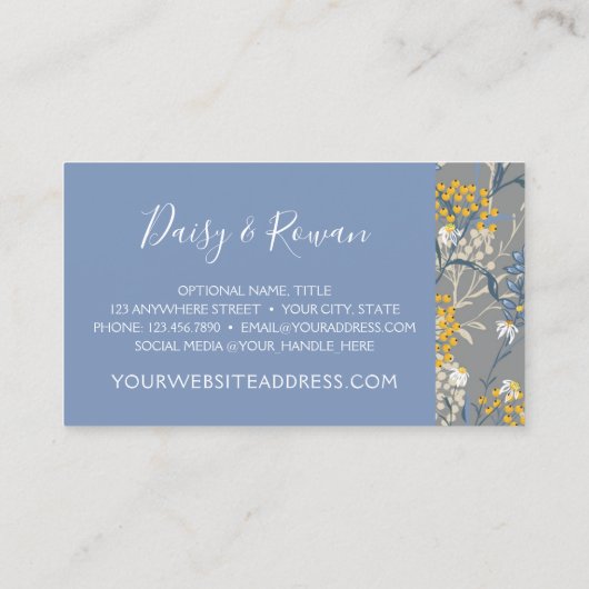 デイジーワイルドフラワー&イエローローローワンベリーフローラ 名刺 (裏面)