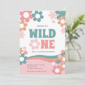 デイジーワイルドワンガール1歳誕生日招待状 招待状 (スタンド正面)