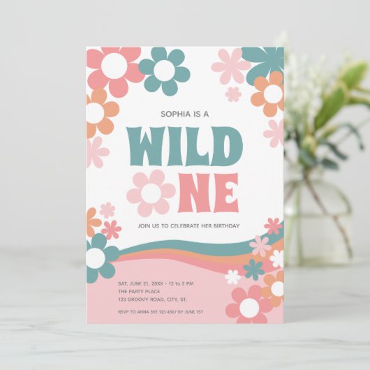 デイジーワイルドワンガール1st誕生日招待状 招待状 (スタンド正面)