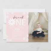 デイジーワイルドワンパーティーボヘミアン最初の誕生日のinvi 招待状 (正面)