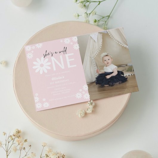 デイジーワイルドワンパーティーボヘミアン最初の誕生日のinvi 招待状