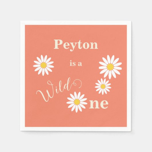 デイジーワイルドワンファースト誕生日 スタンダードカクテルナプキン (正面)